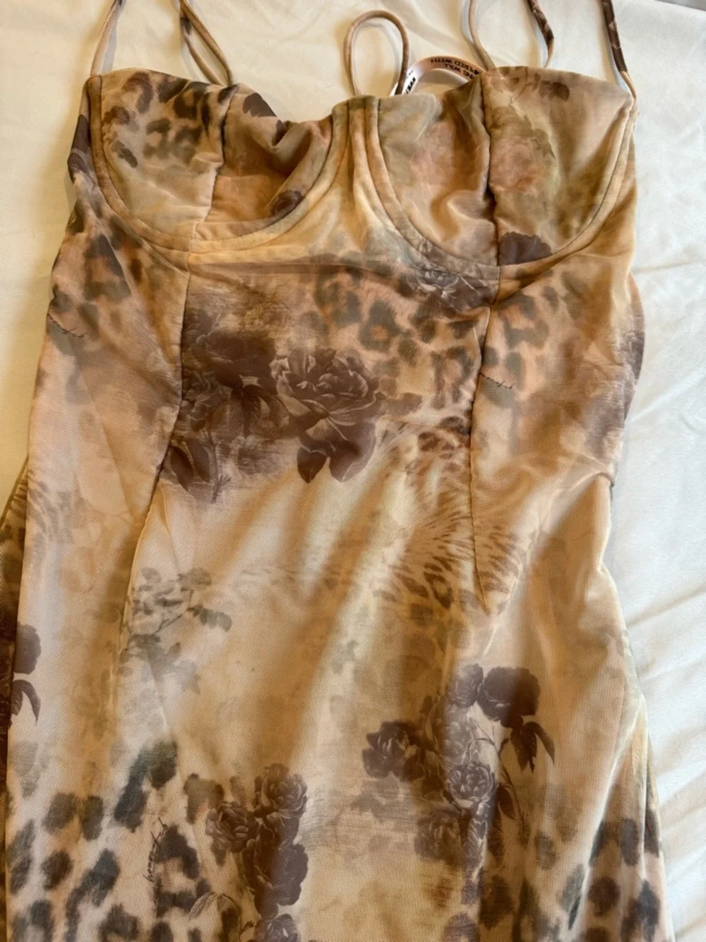 Updated pictures House of CB Beige and Brown Floral Slip Dress - Picture 2 of 8